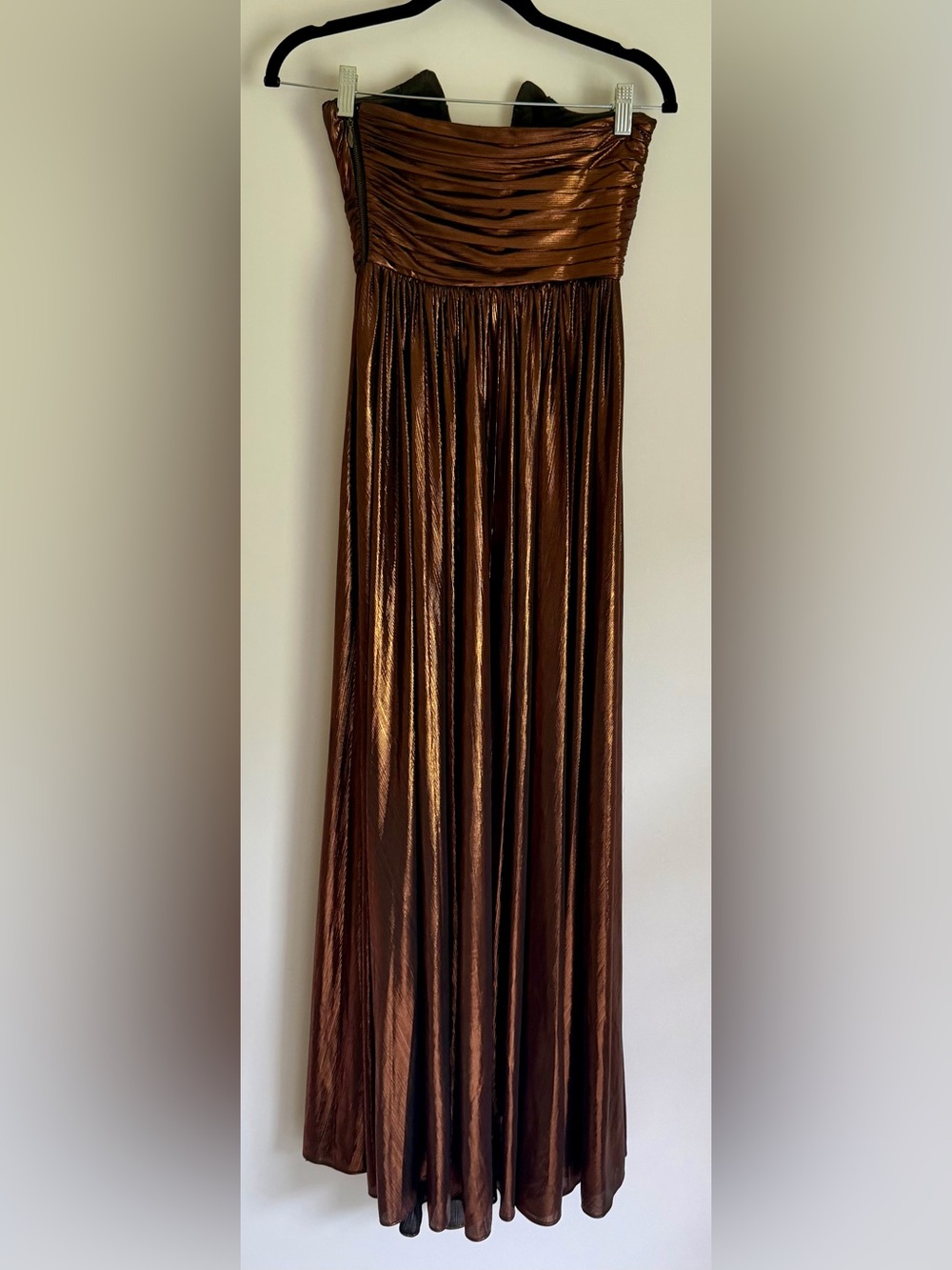 Retrofête Waldorf Dress XS Coffee Bean Metallic Bronze Strapless Gown - Picture 6 of 6